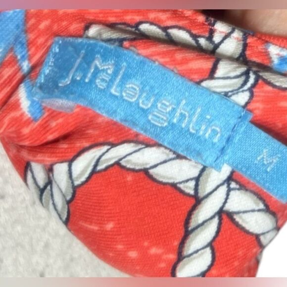 J. MCLAUGHLIN Smooth Stretch Swing Dress in Coral Sanibel Rope Size M - Picture 4 of 5